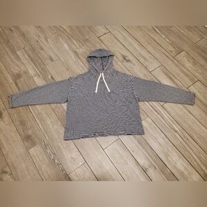 EVERLANE women's 100% cotton navy dark blue white striped hoodie sweater size XL